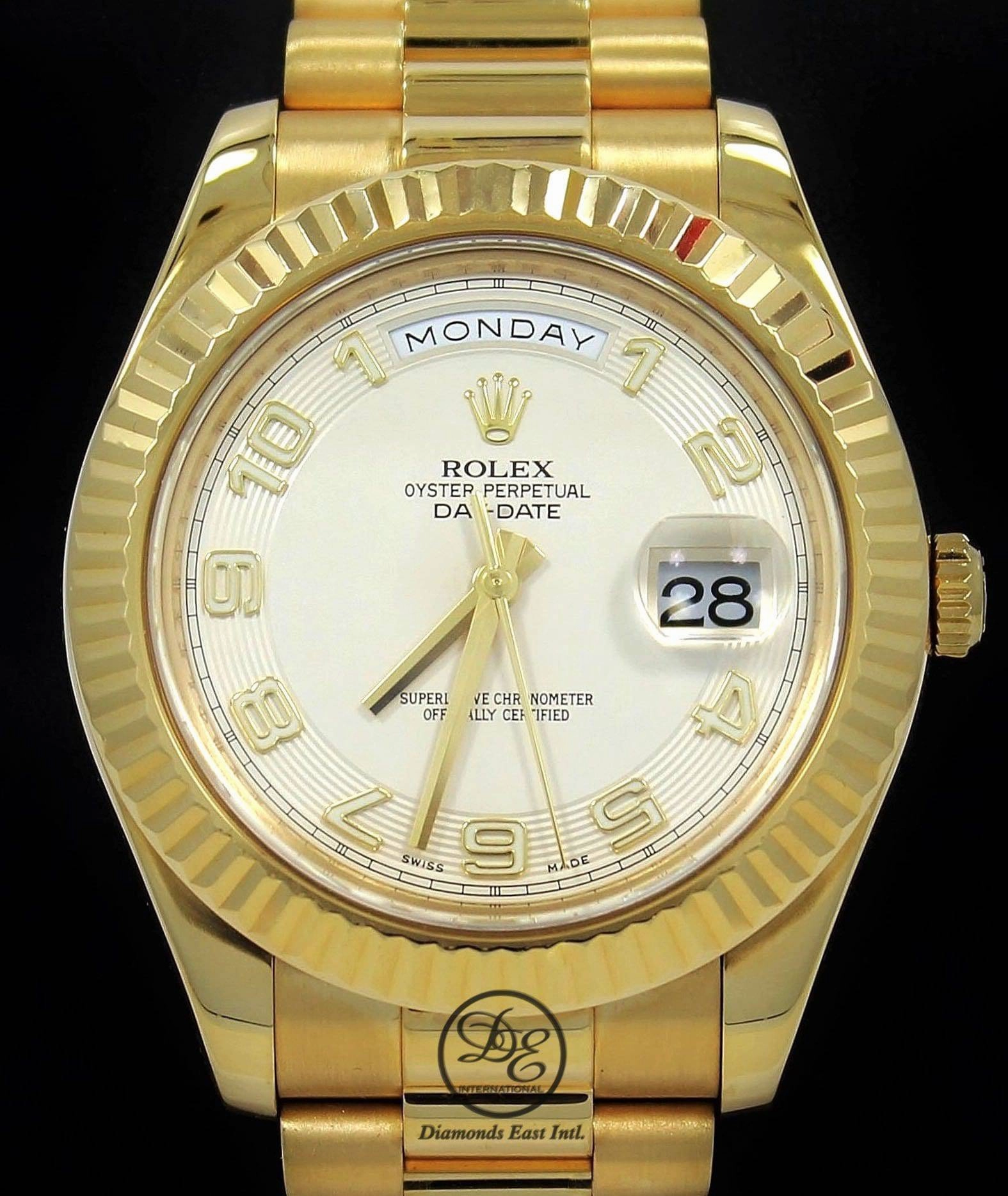 Rolex Day-Date II President 218238 Ivory Concentric Dial 18K Yellow Gold