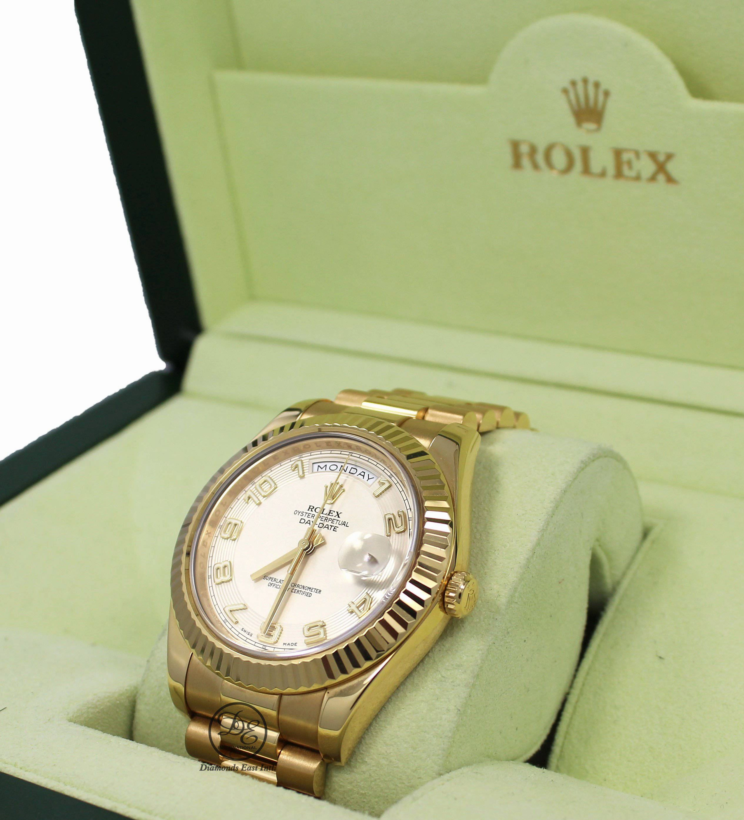 Rolex Day-Date II President 218238 Ivory Concentric Dial 18K Yellow Gold