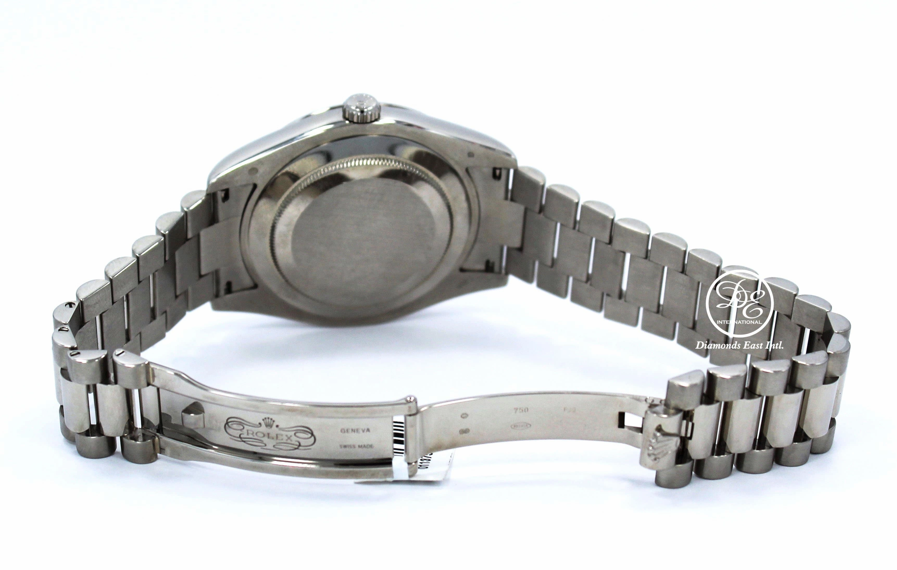 Rolex DAY DATE II President 218239 18k White Gold Rare Blue Wave Dial BOX & PAPERS
