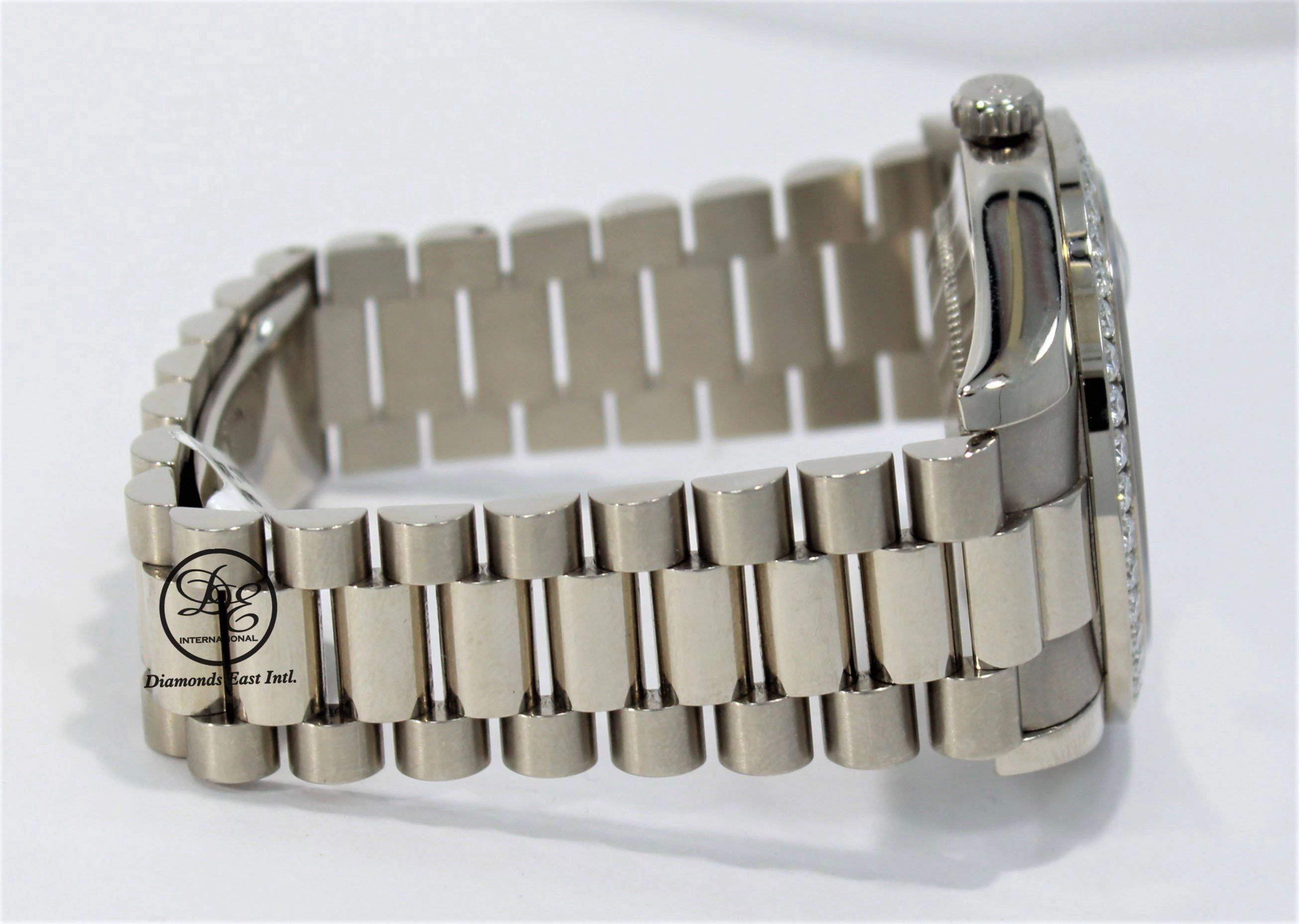 Rolex Day-Date II President 218349 18K White Gold Factory Diamond & Sapphires Dial Bezel BOX/PAPER