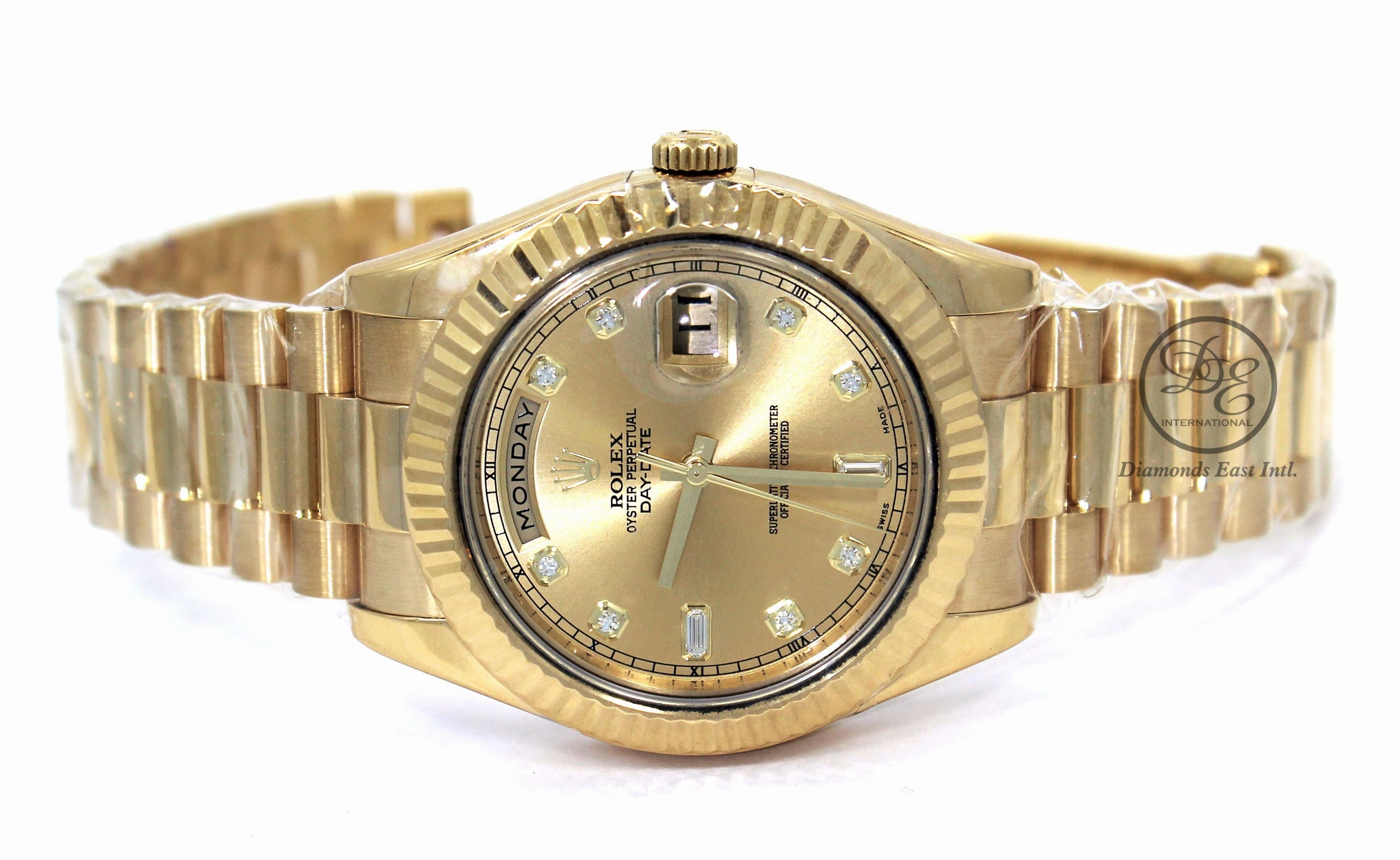 Rolex Day-Date II President 41mm  218238 18K Yellow Gold Factory Champagne Diamond Dial