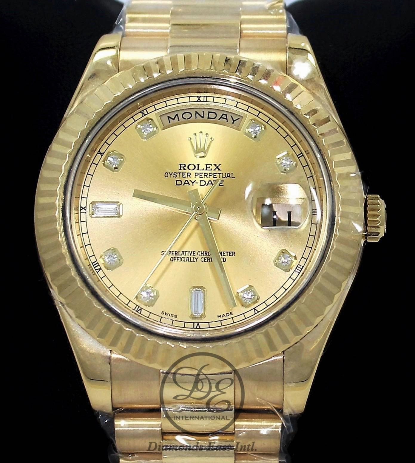 Rolex Day-Date II President 41mm  218238 18K Yellow Gold Factory Champagne Diamond Dial