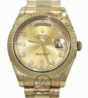 Rolex Day-Date II President 41mm  218238 18K Yellow Gold Factory Champagne Diamond Dial