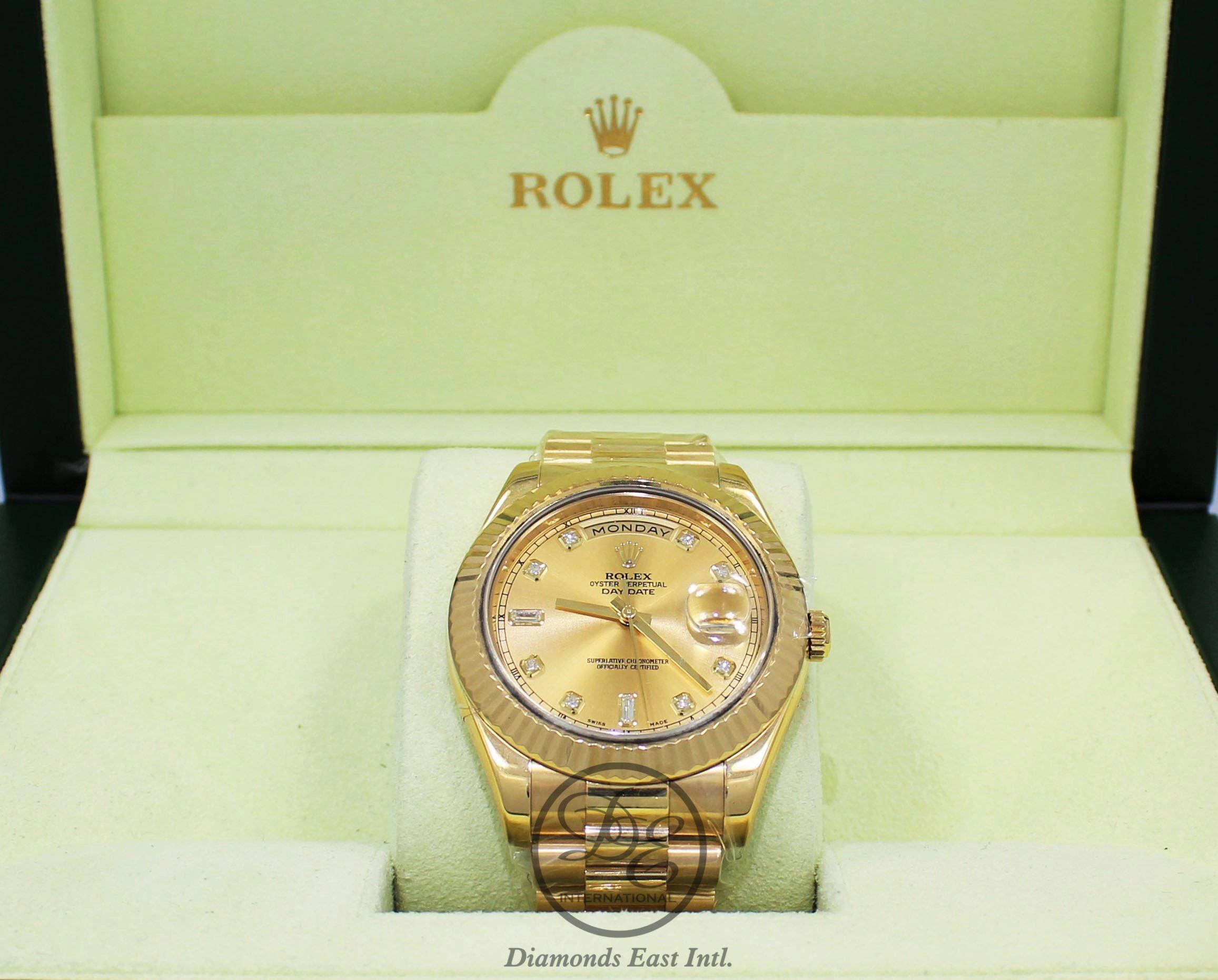 Rolex Day-Date II President 41mm  218238 18K Yellow Gold Factory Champagne Diamond Dial