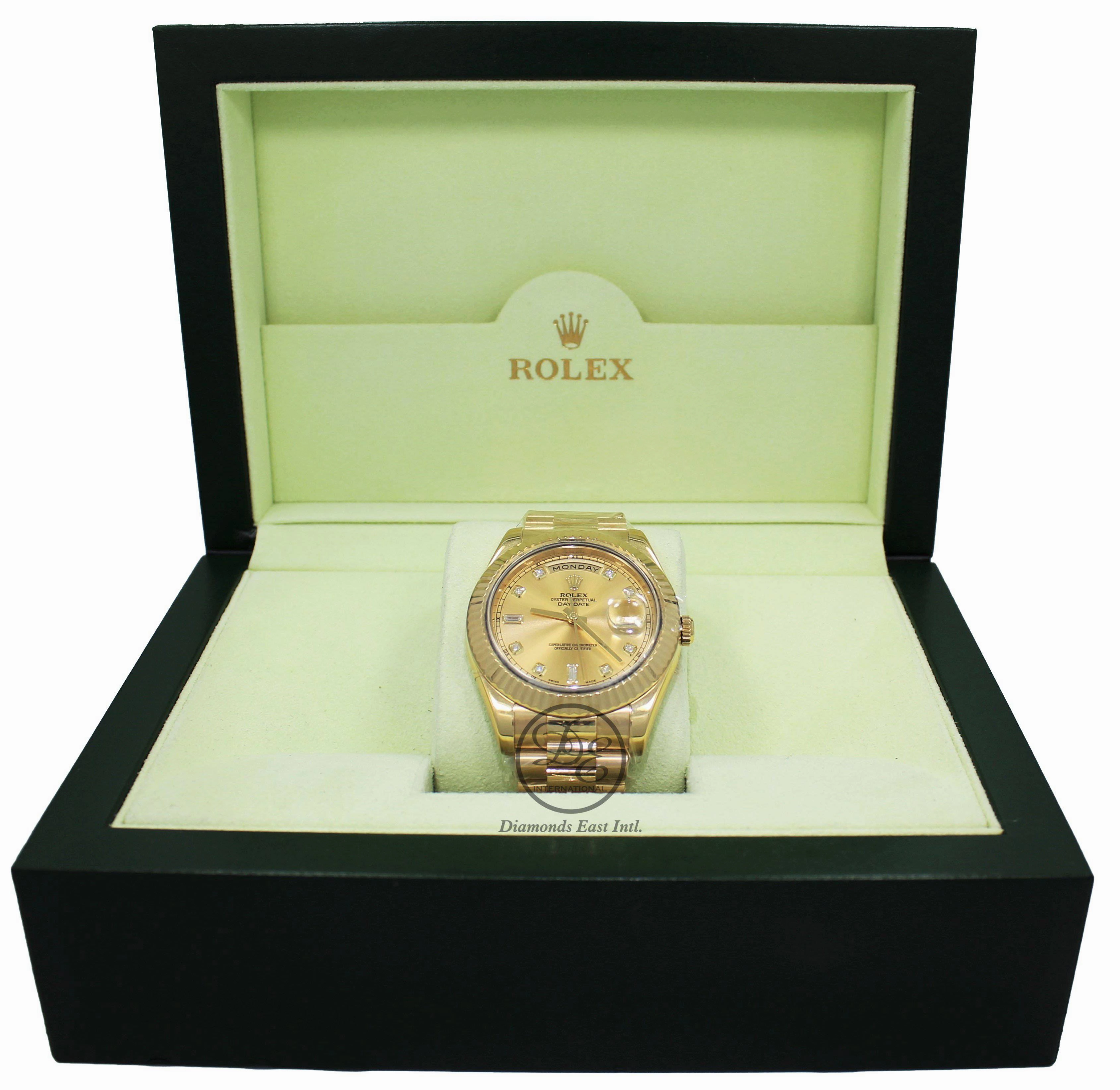 Rolex Day-Date II President 41mm  218238 18K Yellow Gold Factory Champagne Diamond Dial