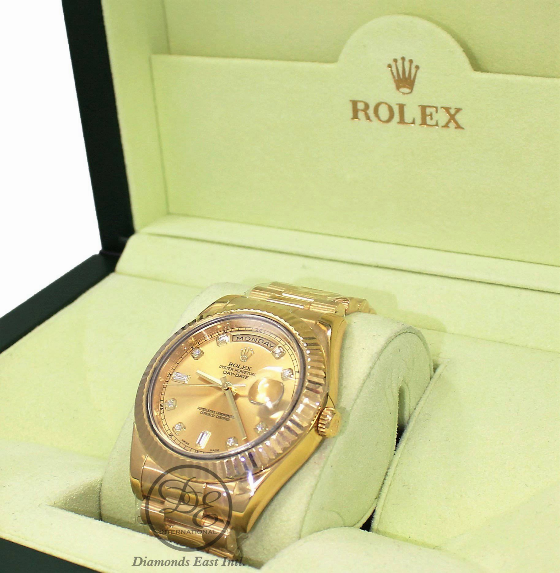 Rolex Day-Date II President 41mm  218238 18K Yellow Gold Factory Champagne Diamond Dial