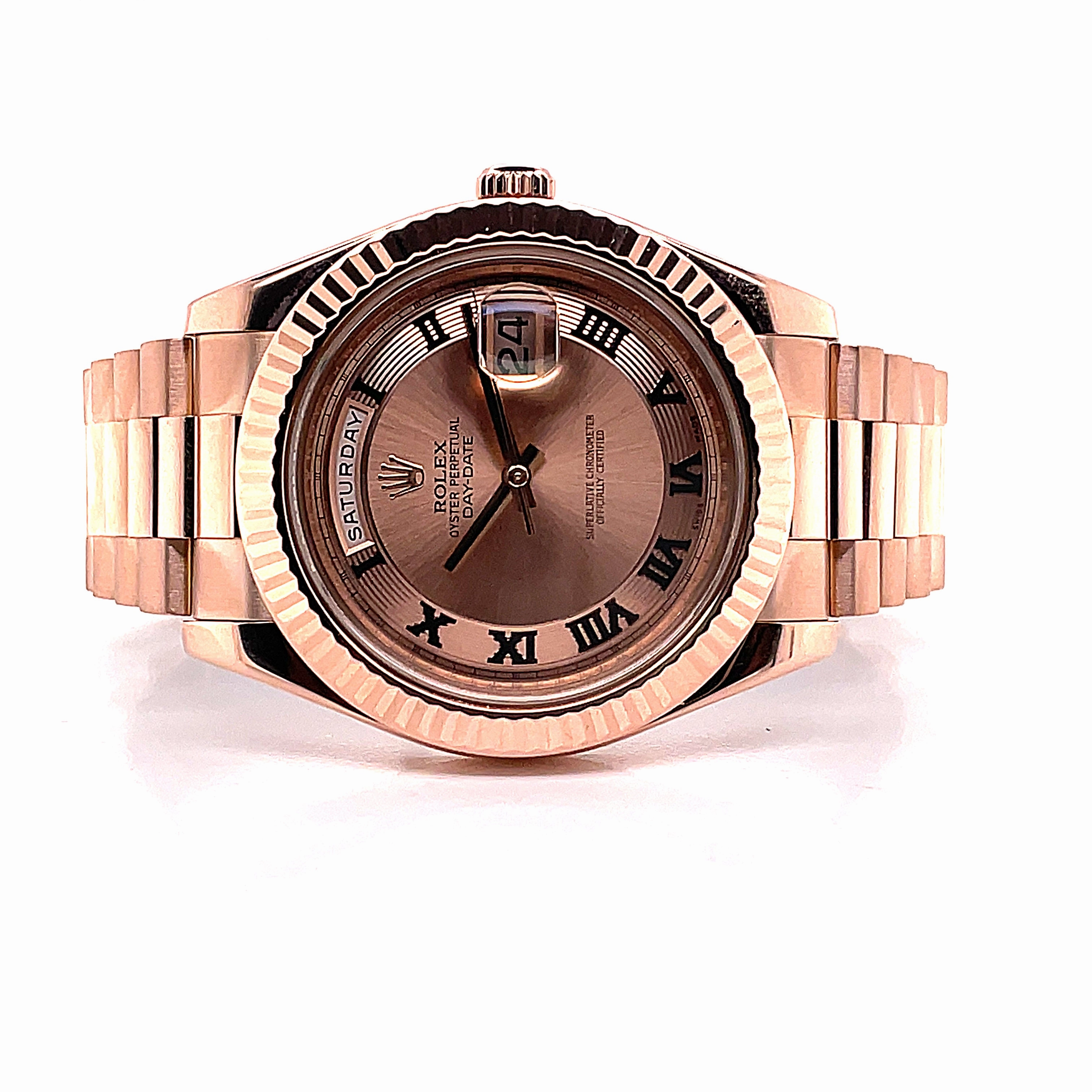 Rolex Day-Date II Presidential 41mm 18k Rose Gold, Pink Champagne Concentric Dial 218235