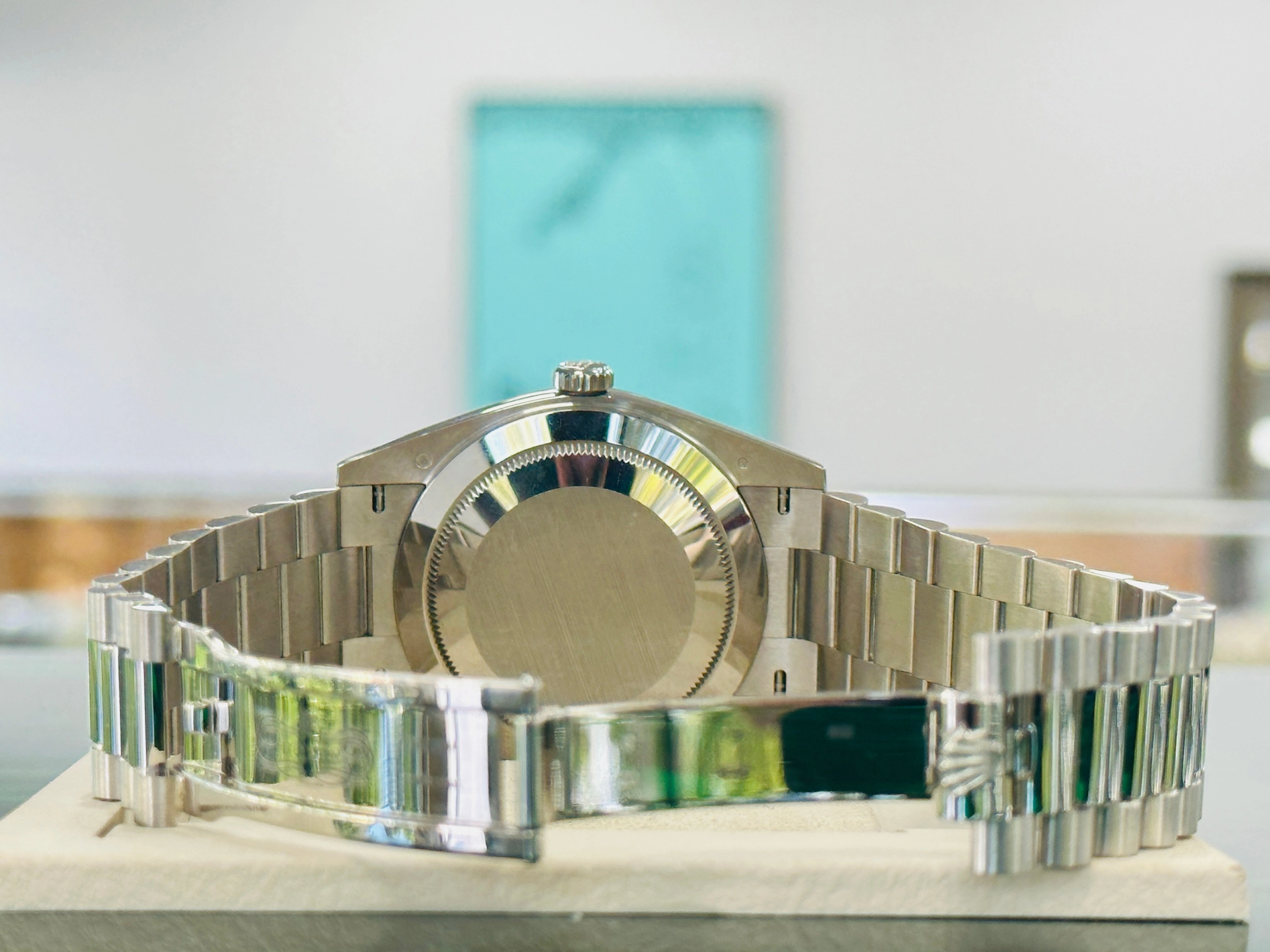 Rolex Day-Date President 18k White Gold 40mm 228239 Factory Diamond Baguettes Dial Watch Box and Papers MINT