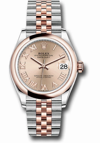 Rolex Everose Rolesor Datejust 31 Watch - Domed Bezel - Ros Roman Dial - Jubilee Bracelet 278241 rsrj