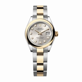 Rolex Lady-Datejust 28mm - Ref: 279163-0008 - Silver Diamond Dial, Two Tone Stainless Steel & 18K Yellow Gold Oyster Bracelet Women's Watch
