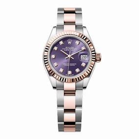 Rolex Lady-Datejust 28mm - Ref: 279171-0016 - Aubergine Purple Diamond Dial, Two Tone Stainless Steel & 18K Rose Gold Oyster Bracelet Women's Watch
