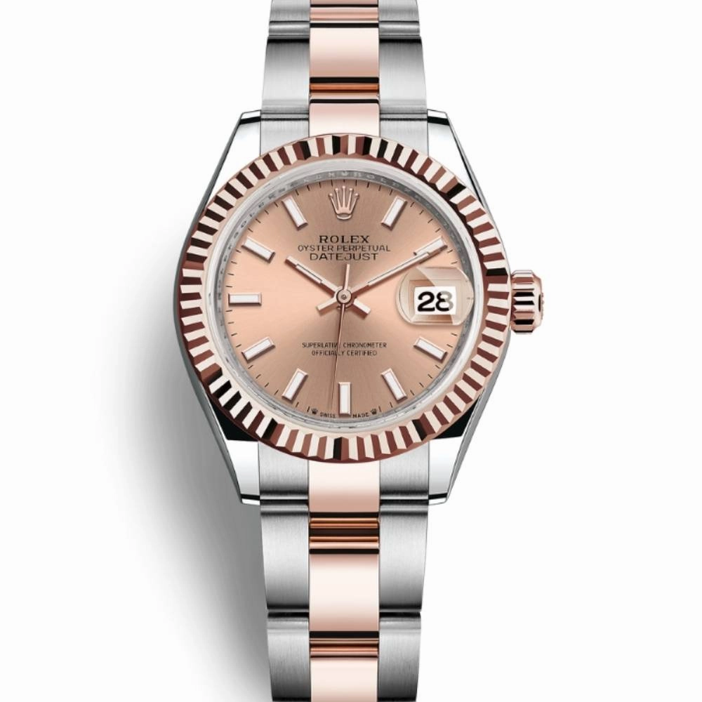Rolex Lady-Datejust 28mm - Ref: 279171-0024 - Rose Stick Dial, Two Tone Stainless Steel & 18K Rose Gold Oyster Bracelet Women's Watch