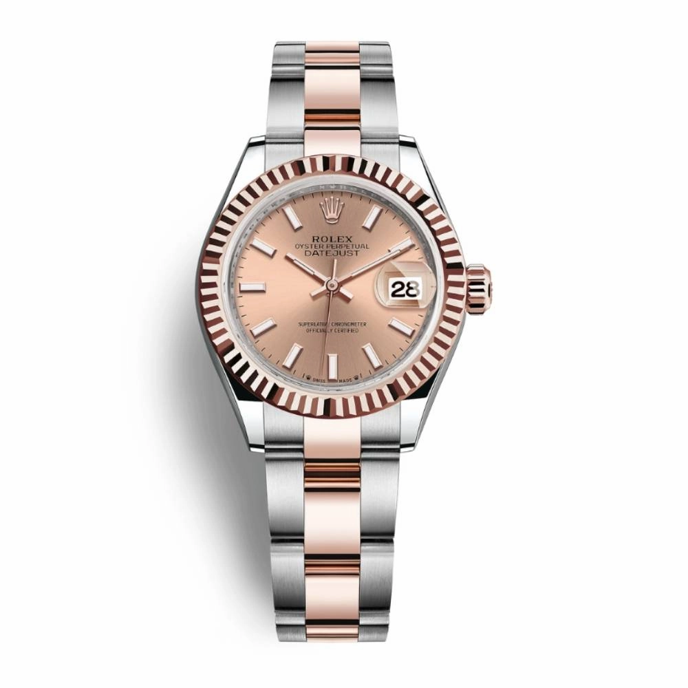 Rolex Lady-Datejust 28mm - Ref: 279171-0024 - Rose Stick Dial, Two Tone Stainless Steel & 18K Rose Gold Oyster Bracelet Women's Watch