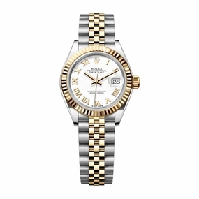 Rolex Lady-Datejust 28mm - Ref: 279173-0023 - White Roman Dial, Two Tone Stainless Steel & 18K Yellow Gold Jubilee Bracelet Women's Watch