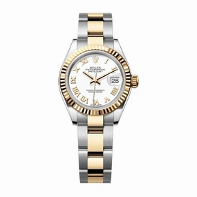 Rolex Lady-Datejust 28mm - Ref: 279173-0024 - White Roman Dial, Two Tone Stainless Steel & 18K Yellow Gold Oyster Bracelet Women's Watch