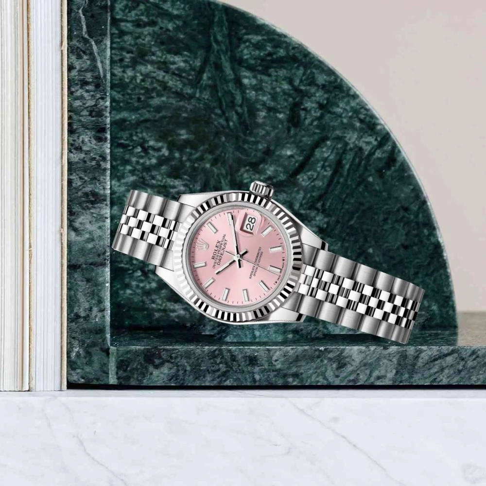 Rolex Lady-Datejust 28mm - Ref: 279174-0001 - Pink Stick Dial, Stainless Steel Jubilee Bracelet Women's Watch