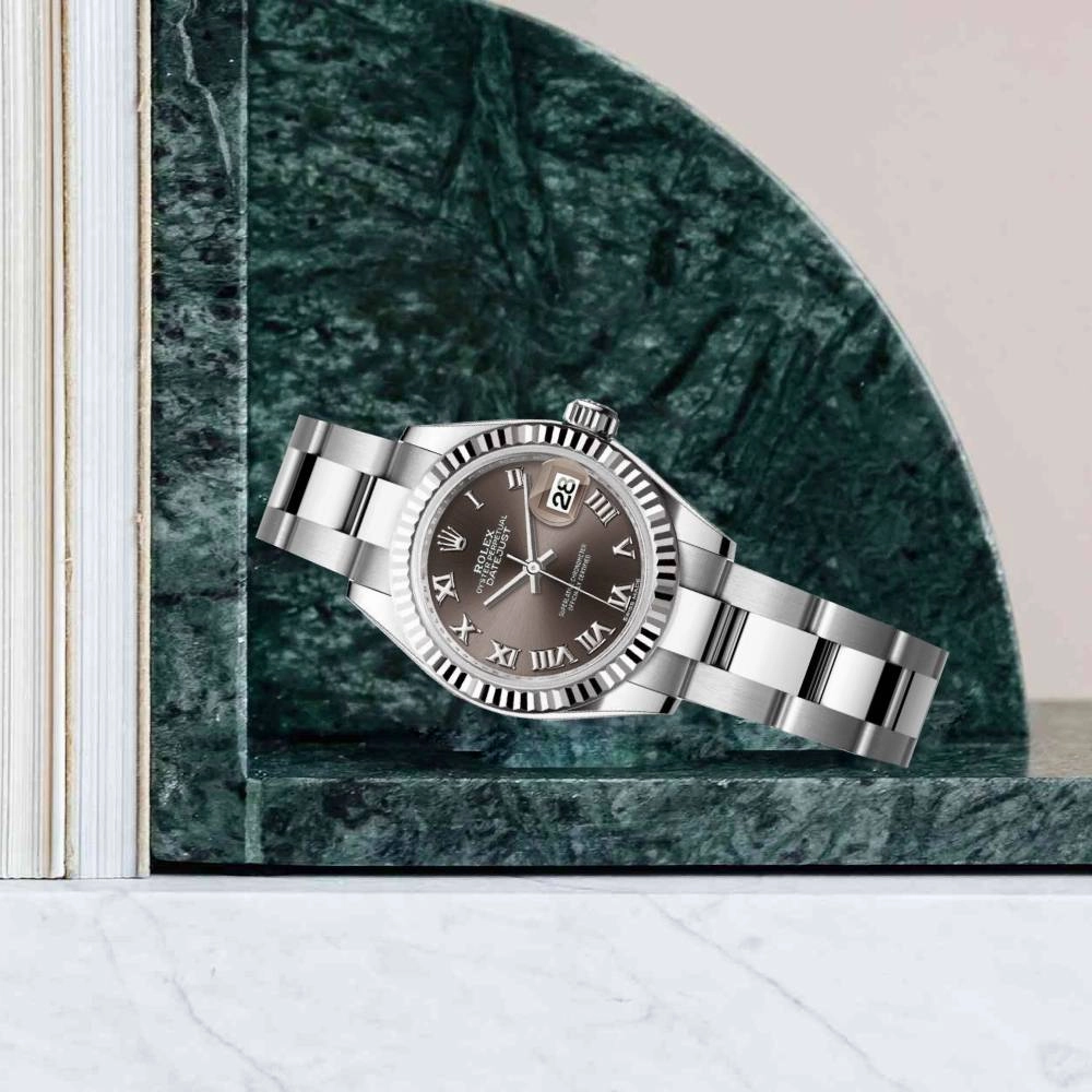Rolex Lady-Datejust 28mm - Ref: 279174-0014 - Dark Grey Roman Dial, Stainless Steel Oyster Bracelet Women's Watch