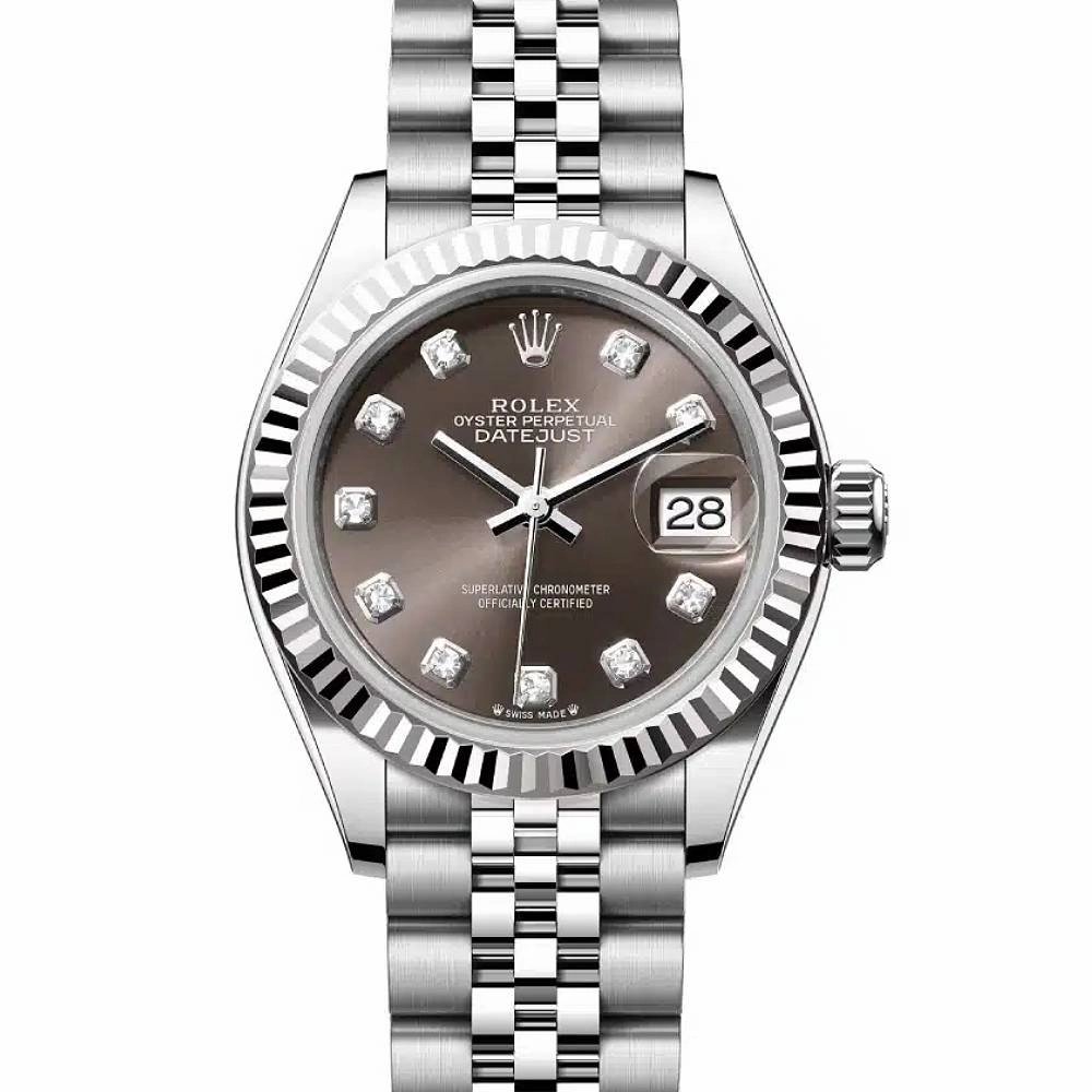 Rolex Lady-Datejust 28mm - Ref: 279174-0015 - Dark Grey Diamond Dial, Stainless Steel Jubilee Bracelet Women's Watch