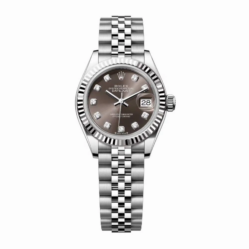 Rolex Lady-Datejust 28mm - Ref: 279174-0015 - Dark Grey Diamond Dial, Stainless Steel Jubilee Bracelet Women's Watch
