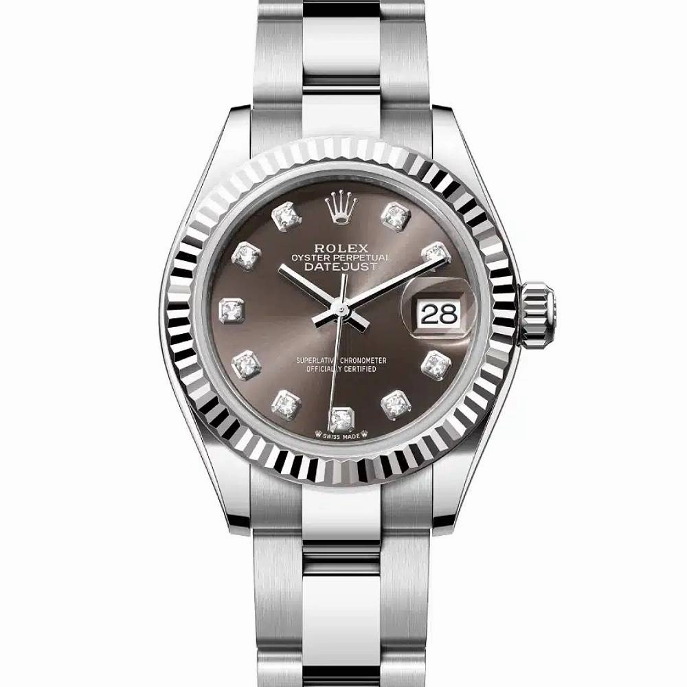 Rolex Lady-Datejust 28mm - Ref: 279174-0016 - Dark Grey Diamond Dial, Stainless Steel Oyster Bracelet Women's Watch