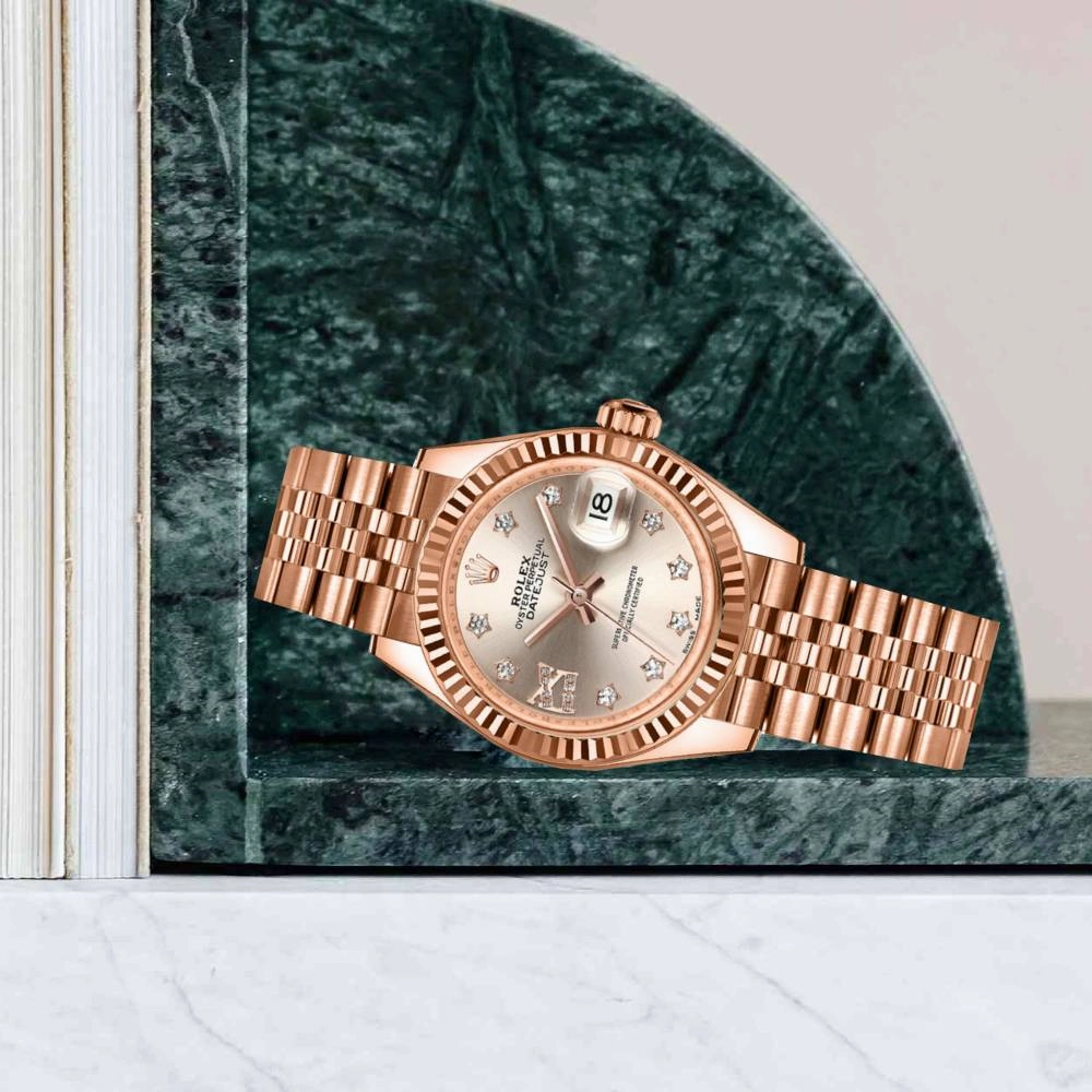 Rolex Lady Datejust 28mm - Ref: 279175-0006 - Sundust Dial, 18K Rose Gold Jubilee Bracelet Women's Watch