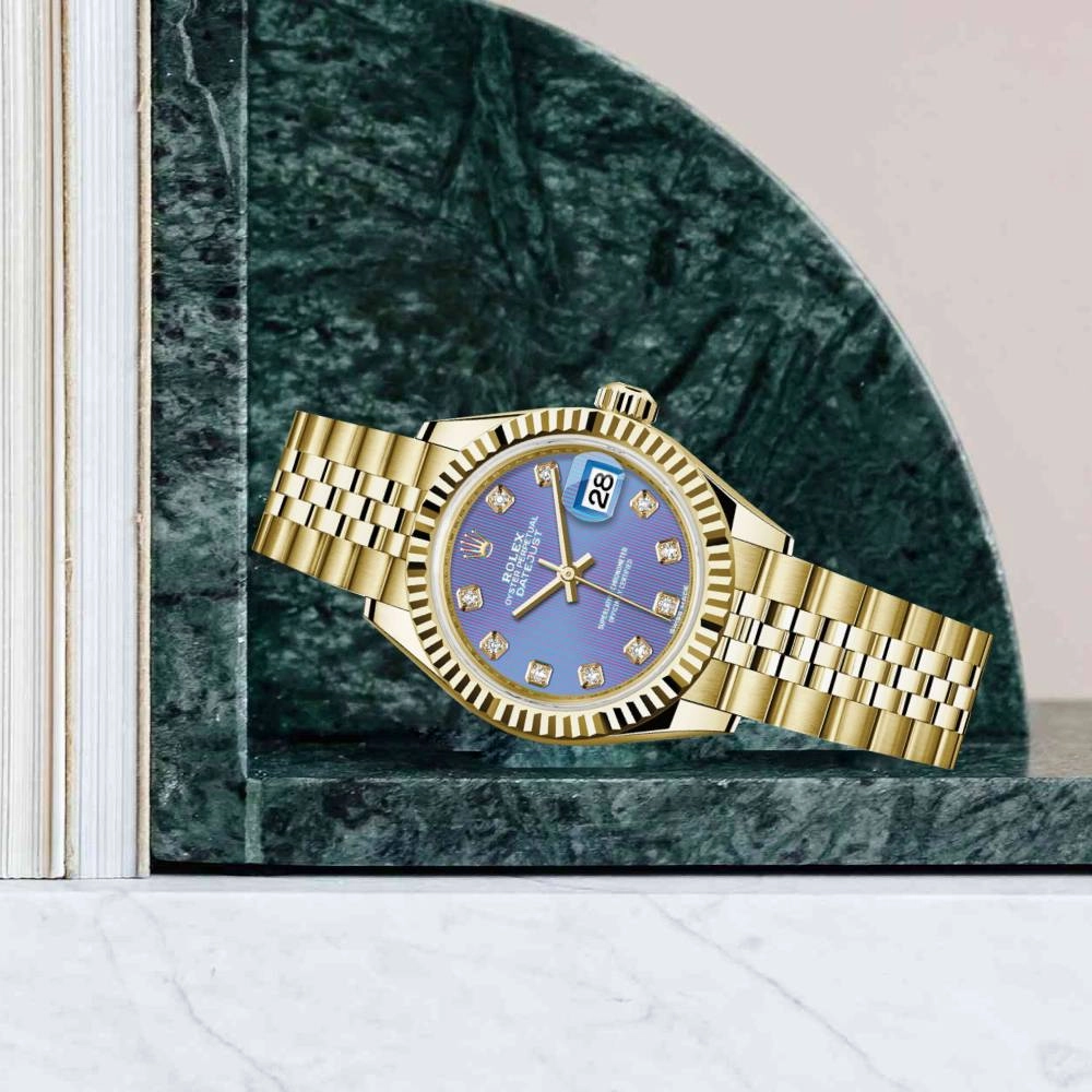 Rolex Lady Datejust 28mm - Ref: 279178-0019 - Purple Dial, 18K Yellow Gold Jubilee Bracelet Women's Watch