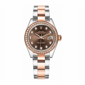 Rolex Lady-Datejust 28mm - Ref: 279381rbr-0012 - Chocolate Diamond Dial & Diamond Bezel, Two Tone Stainless Steel & 18K Rose Gold Oyster Bracelet Women's Watch