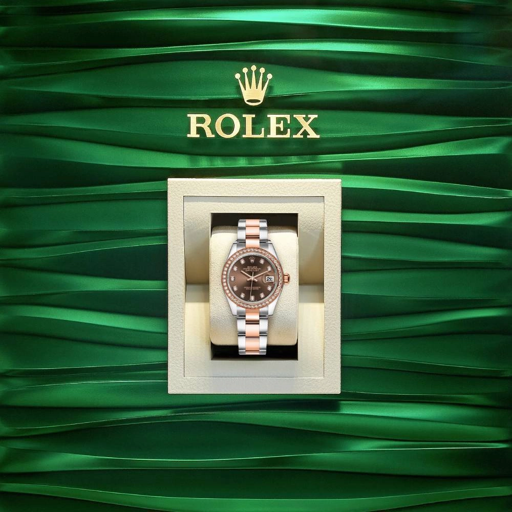 Rolex Lady-Datejust 28mm - Ref: 279381rbr-0012 - Chocolate Diamond Dial & Diamond Bezel, Two Tone Stainless Steel & 18K Rose Gold Oyster Bracelet Women's Watch