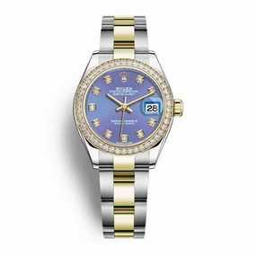 Rolex Lady-Datejust 28mm - Ref: 279383rbr-0016 - Lavender Purple Diamond Dial & Diamond Bezel, Two Tone Stainless Steel & 18K Yellow Gold Oyster Bracelet Women's Watch