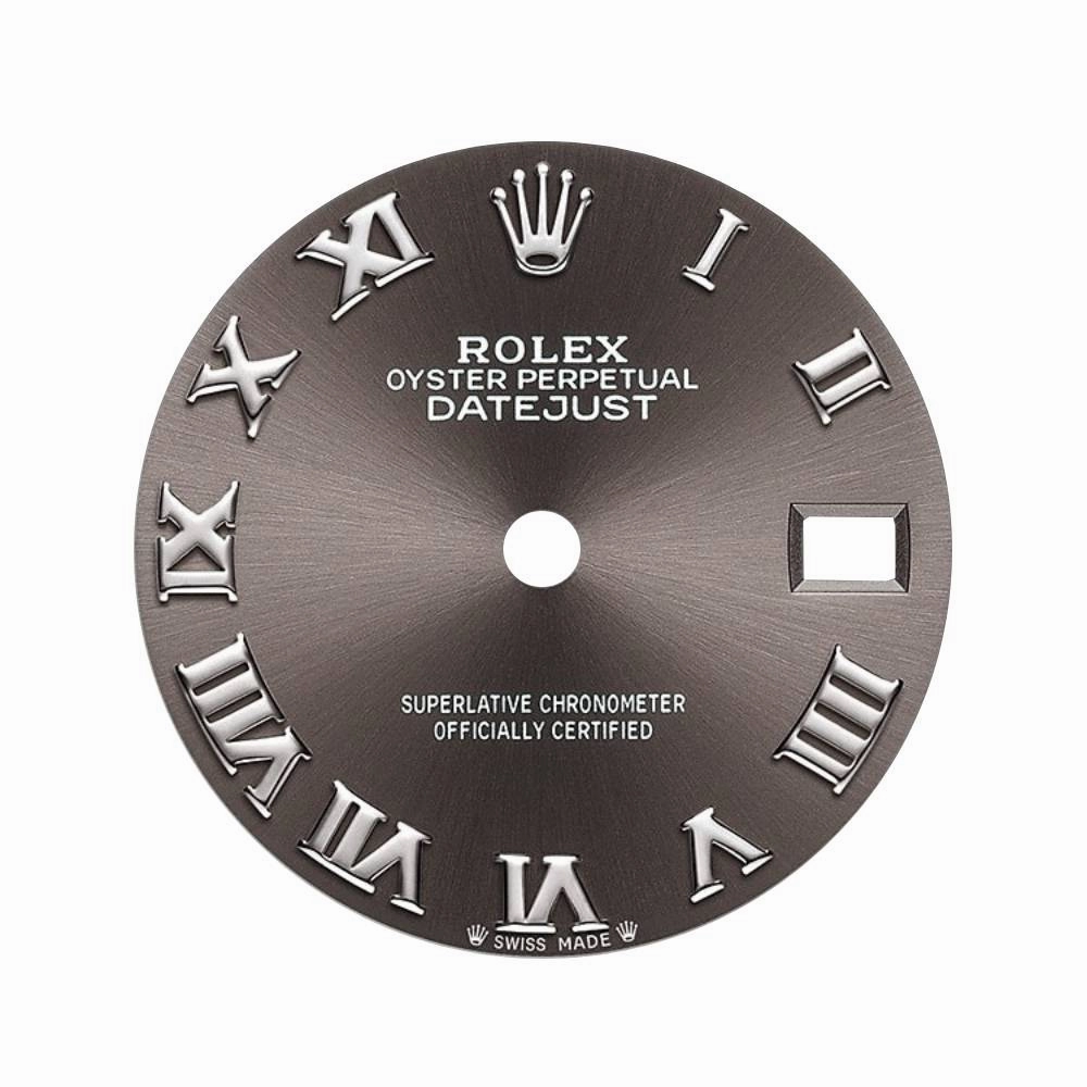Rolex Lady-Datejust 28mm - Ref: 279384rbr-0015 - Dark Grey Roman Dial & Diamond Bezel, Stainless Steel Jubilee Bracelet Women's Watch