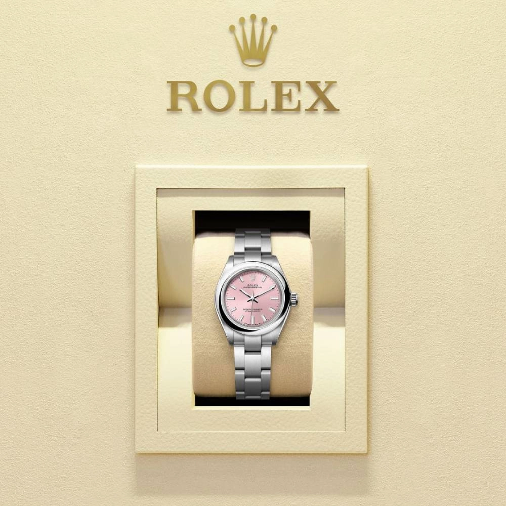 Rolex Oyster Perpetual 28mm - Ref: 276200-0004 - Pink Stick Dial, Stainless Steel Oyster Bracelet Women's Watch