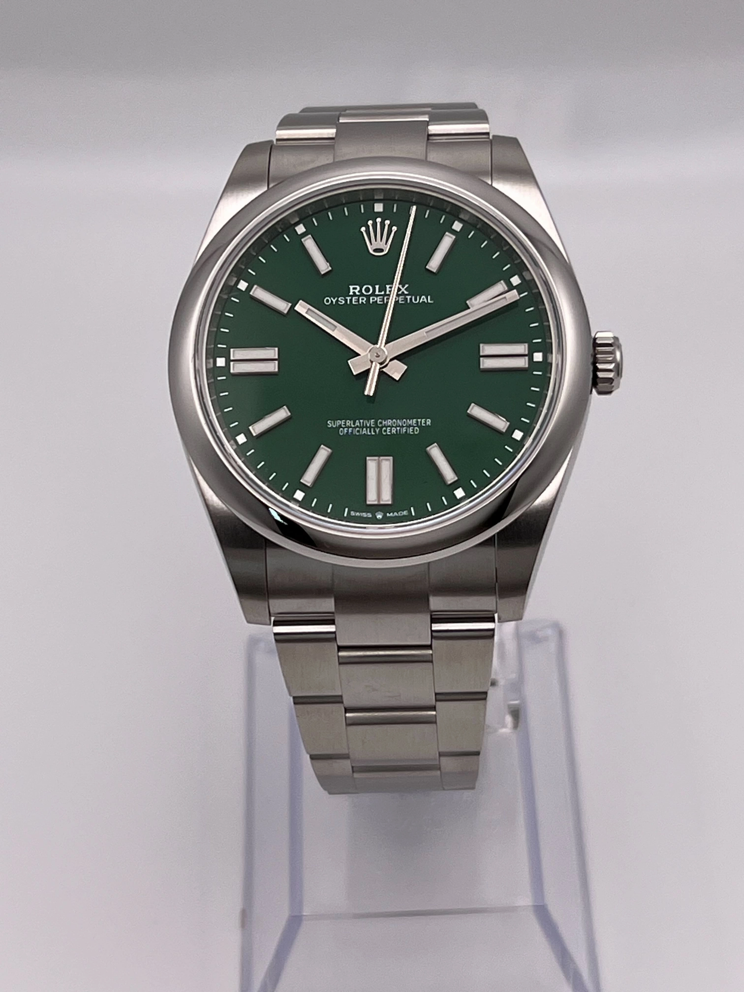 Rolex Oyster Perpetual 41 124300 Stainless Steel Green Dial
