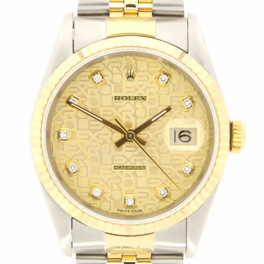 Rolex Oyster Perpetual Datejust 36 Bi Metal Mens Watch Pre Owned 16233 Papers RW0638 (1996)