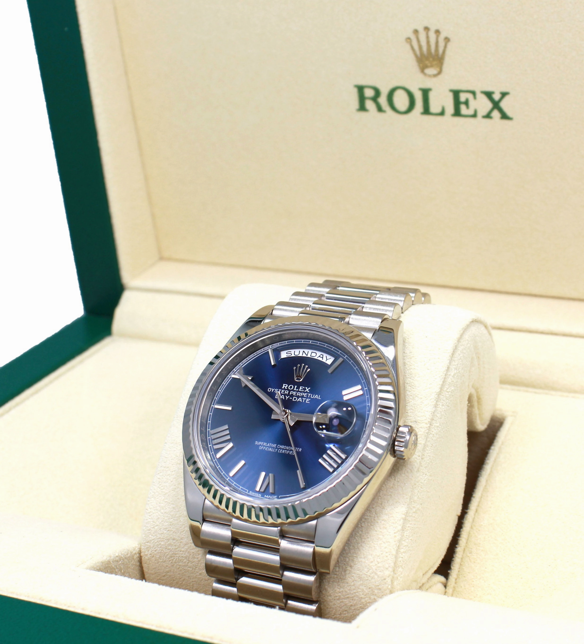 Rolex Oyster Perpetual Day-Date 40 228239 BLURP Box and Papers Unworn