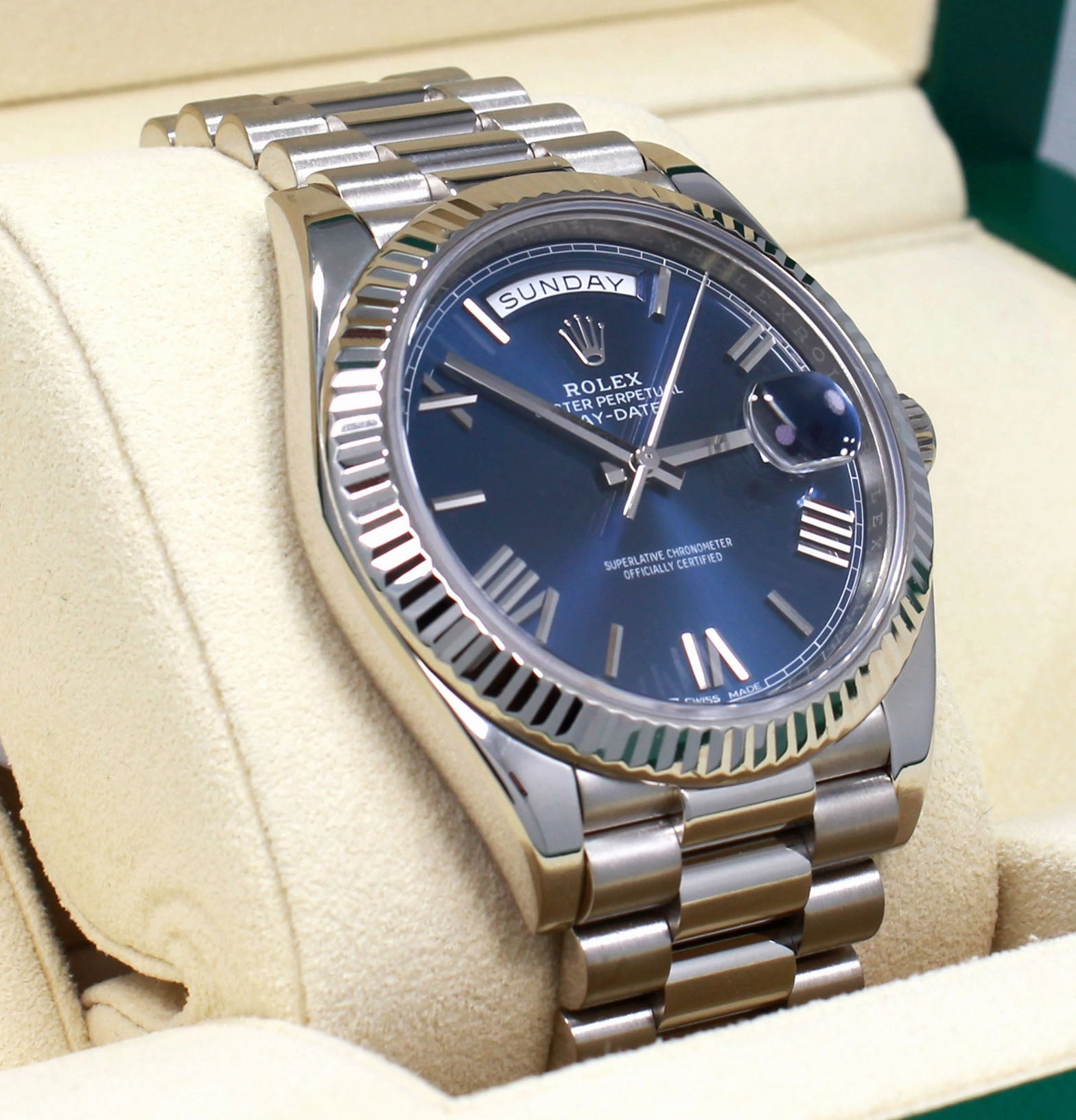 Rolex Oyster Perpetual Day-Date 40 228239 BLURP Box and Papers Unworn