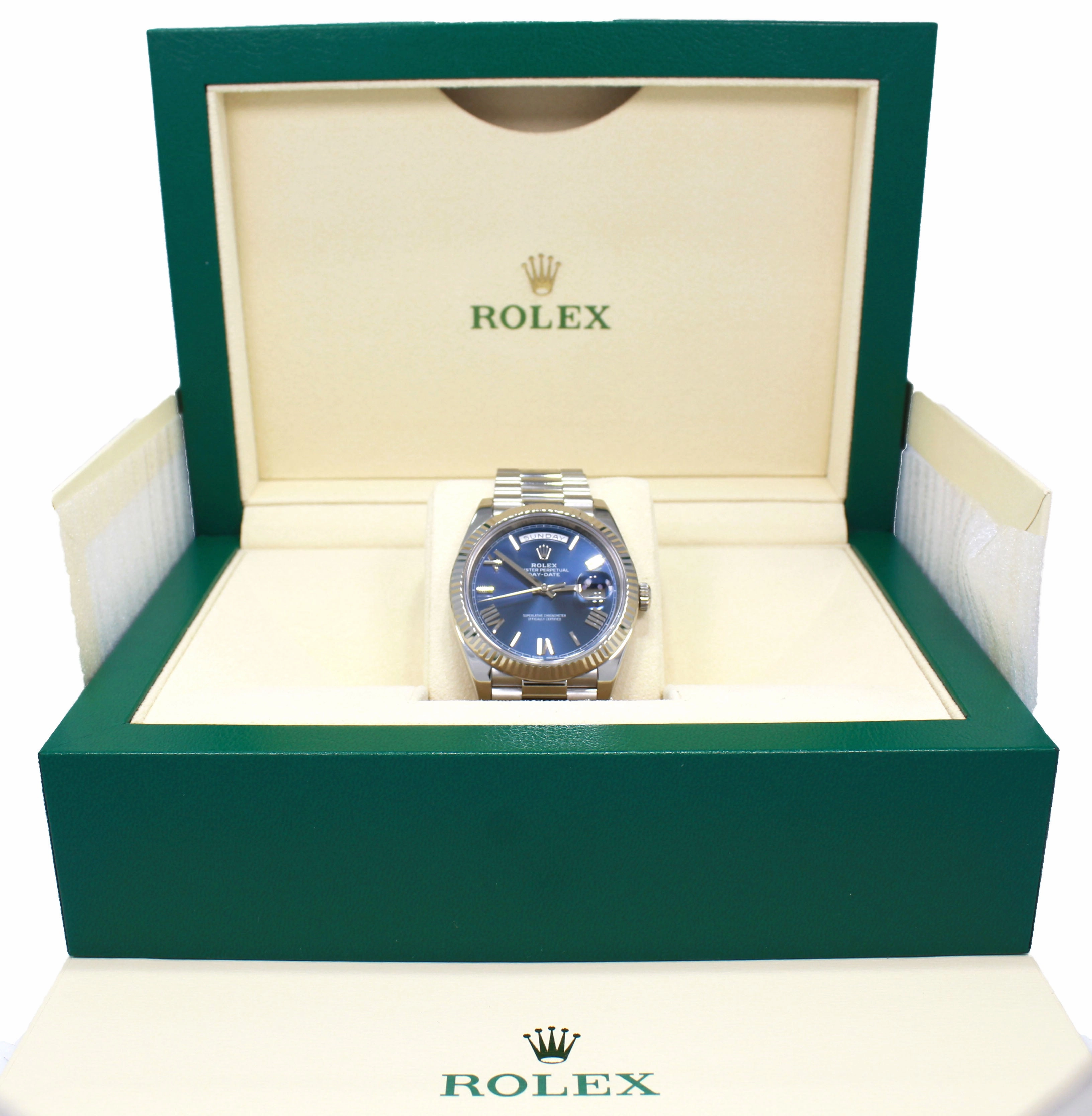 Rolex Oyster Perpetual Day-Date 40 228239 BLURP Box and Papers Unworn