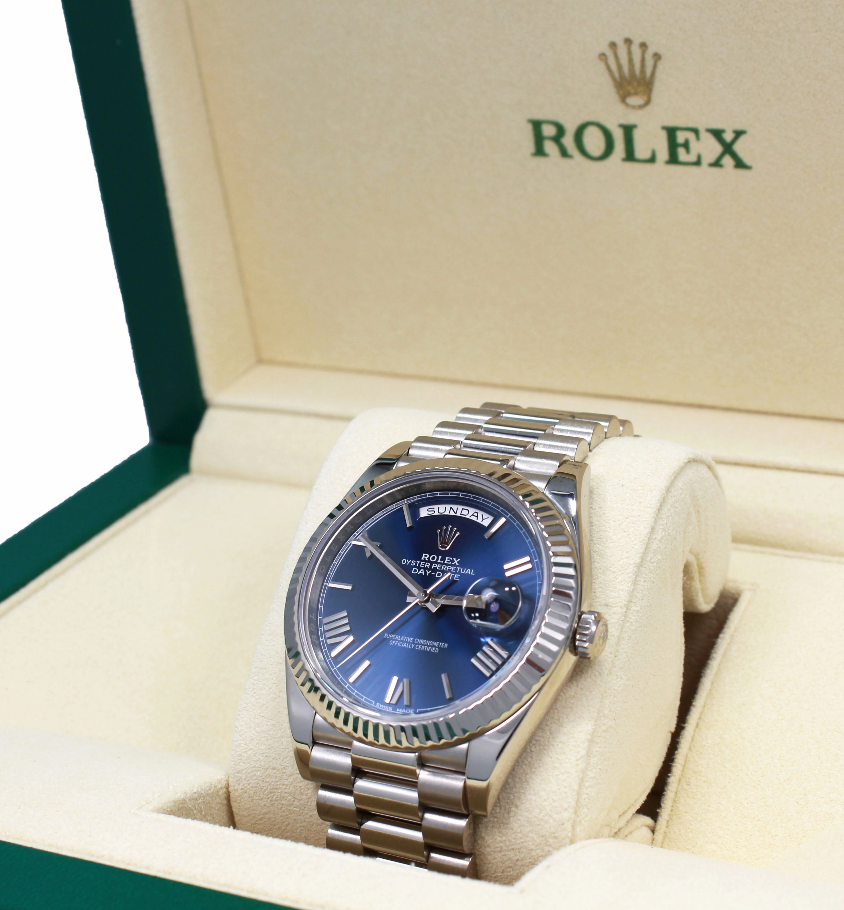 Rolex Oyster Perpetual Day-Date 40 228239 BLURP Box and Papers Unworn