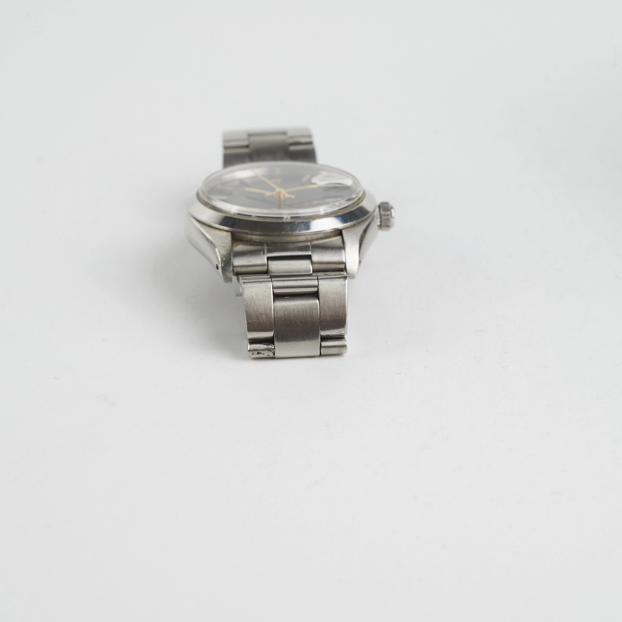 Rolex Oysterdate Black Dial Silver Oyster Bracelet 34 MM