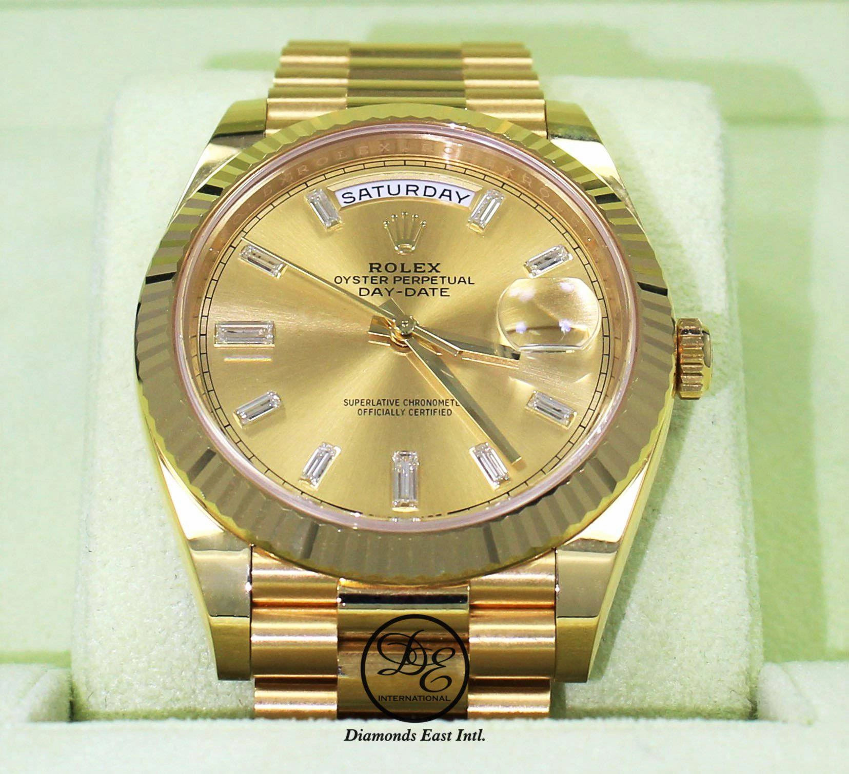 Rolex President Day-Date 40 mm 228238 18K Yellow Gold Factory Baguettes Diamond Dial