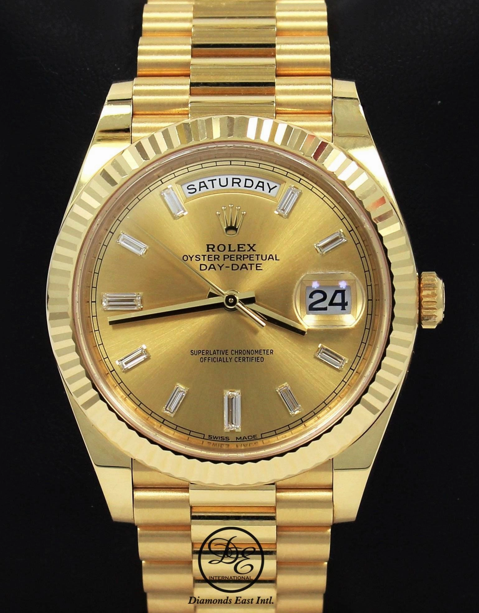 Rolex President Day-Date 40 mm 228238 18K Yellow Gold Factory Baguettes Diamond Dial