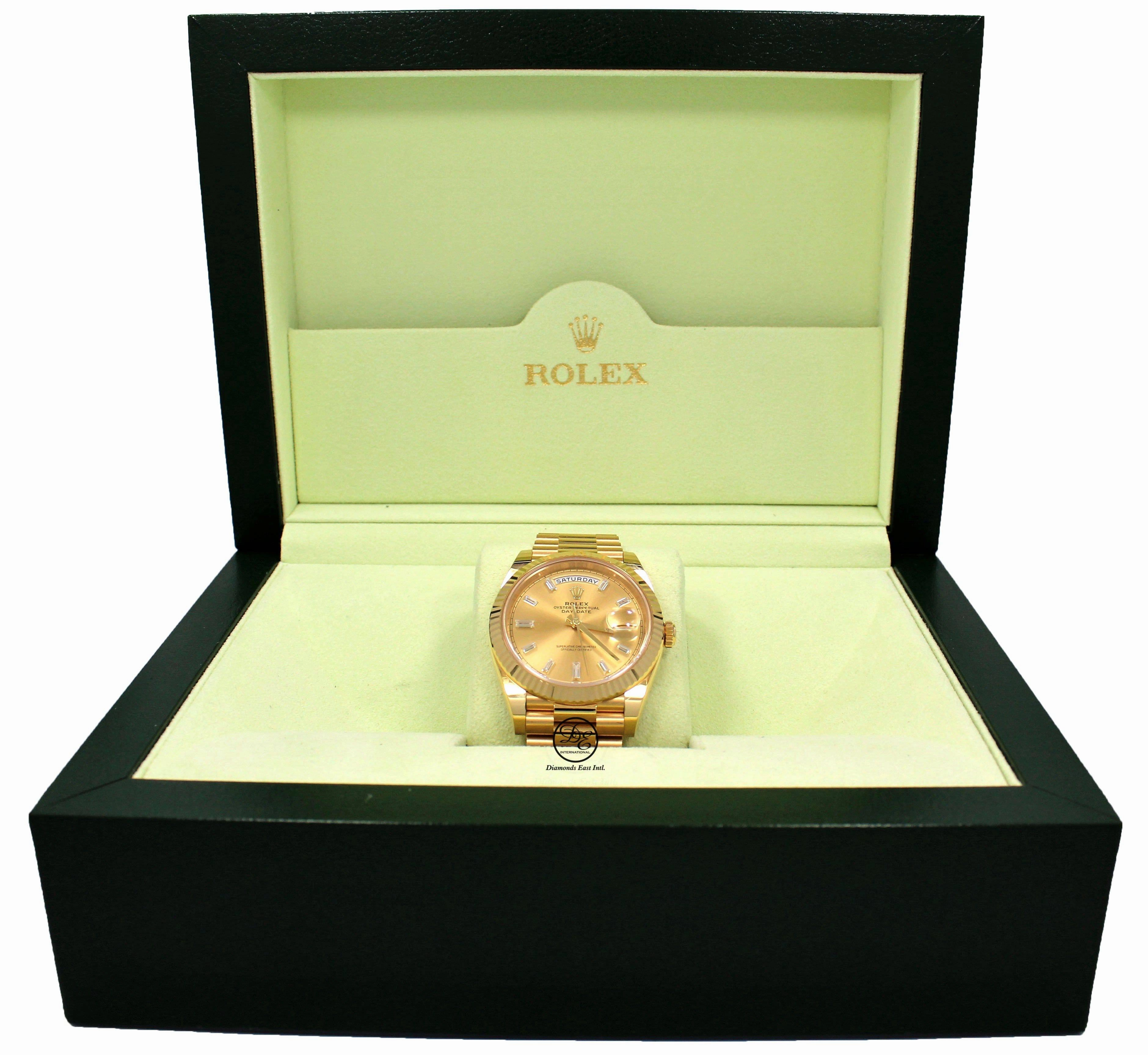 Rolex President Day-Date 40 mm 228238 18K Yellow Gold Factory Baguettes Diamond Dial