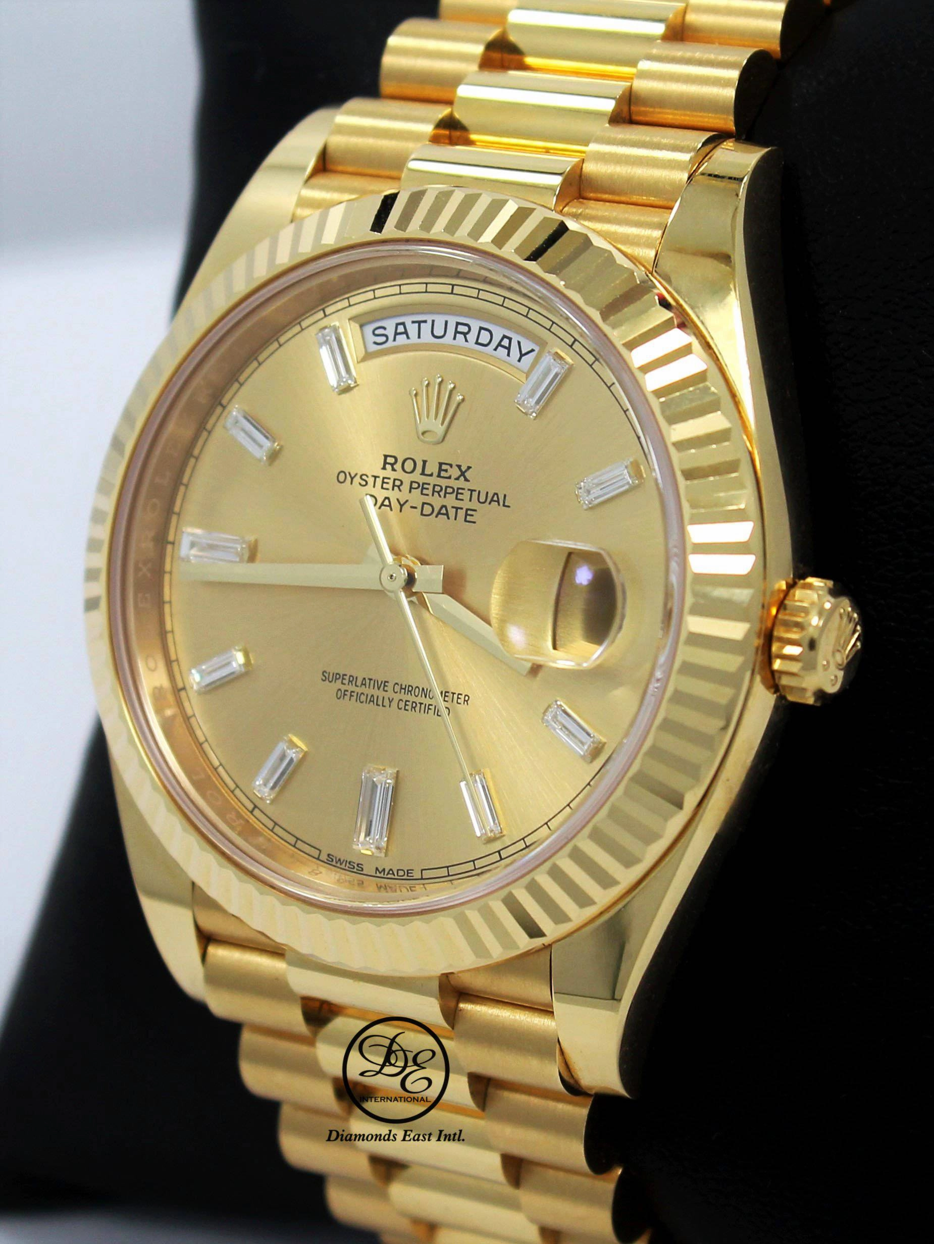 Rolex President Day-Date 40 mm 228238 18K Yellow Gold Factory Baguettes Diamond Dial