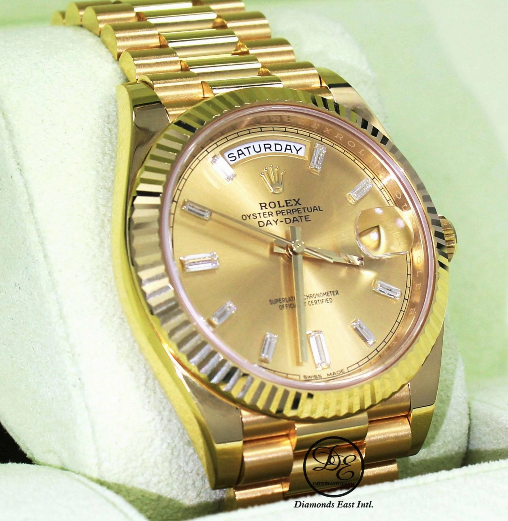 Rolex President Day-Date 40 mm 228238 18K Yellow Gold Factory Baguettes Diamond Dial