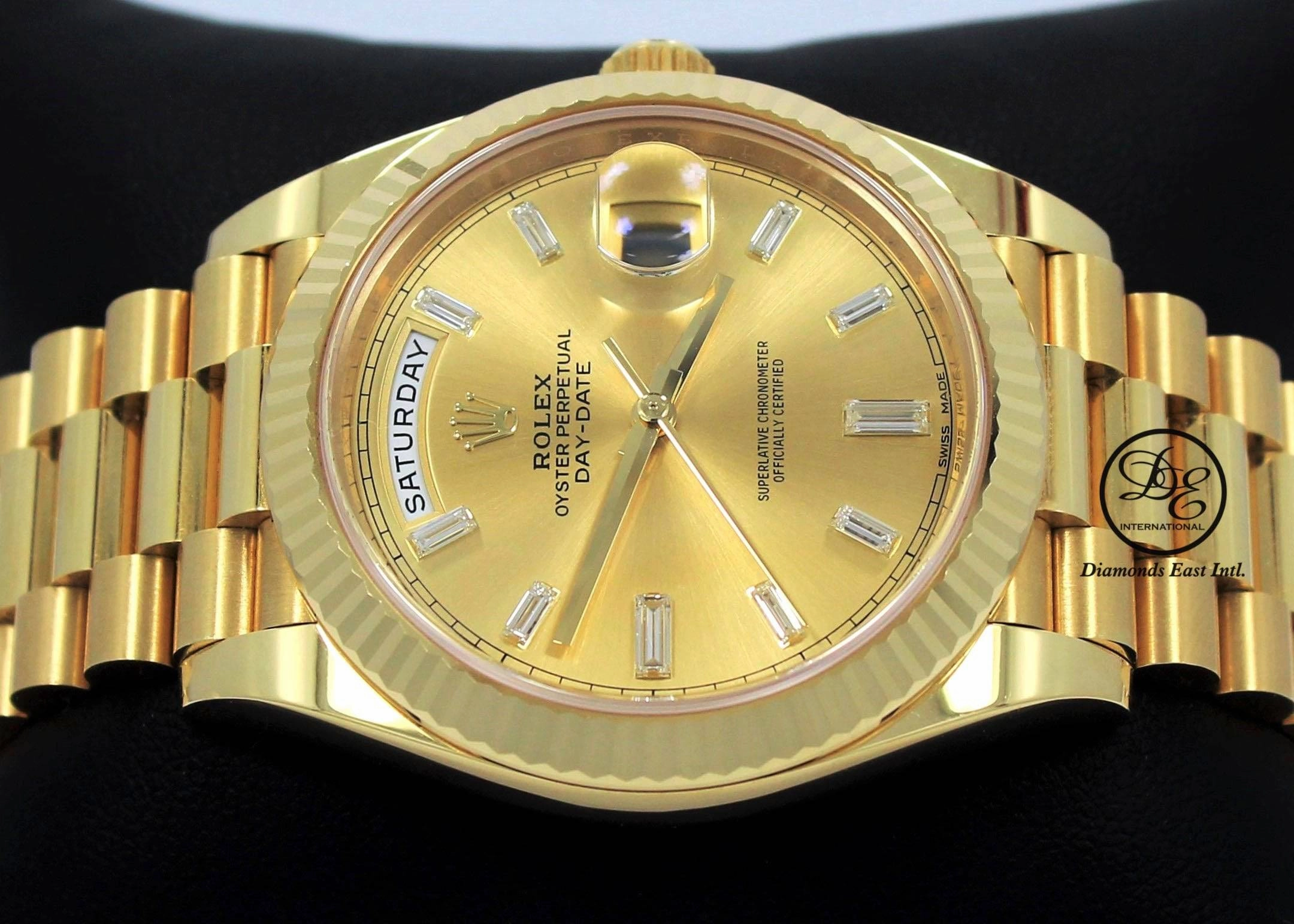 Rolex President Day-Date 40 mm 228238 18K Yellow Gold Factory Baguettes Diamond Dial