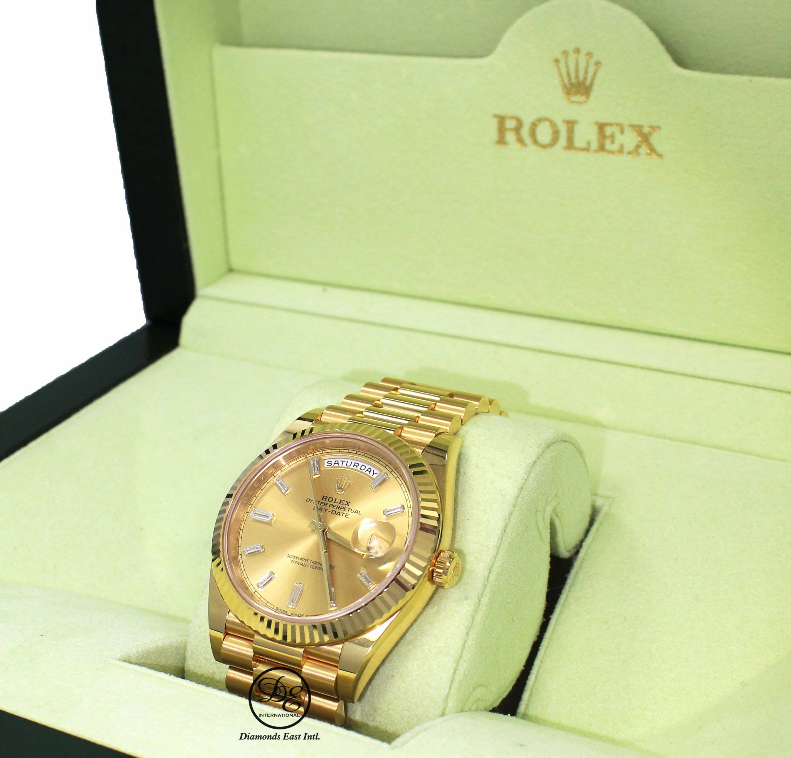 Rolex President Day-Date 40 mm 228238 18K Yellow Gold Factory Baguettes Diamond Dial