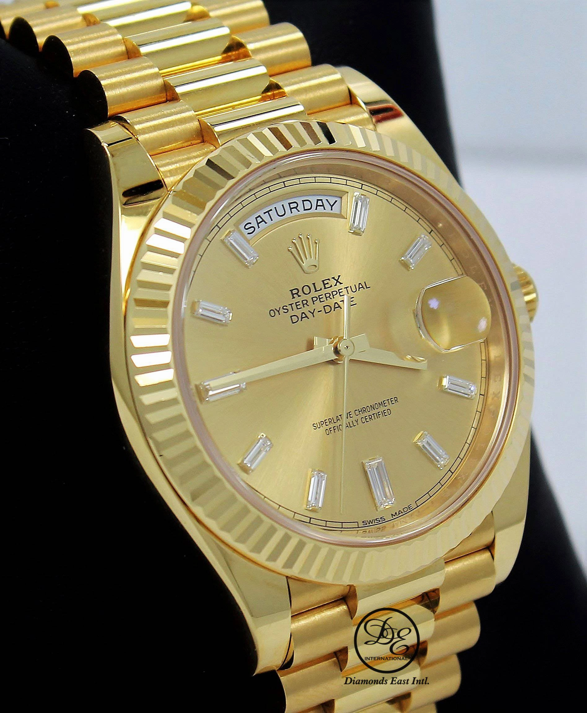 Rolex President Day-Date 40 mm 228238 18K Yellow Gold Factory Baguettes Diamond Dial