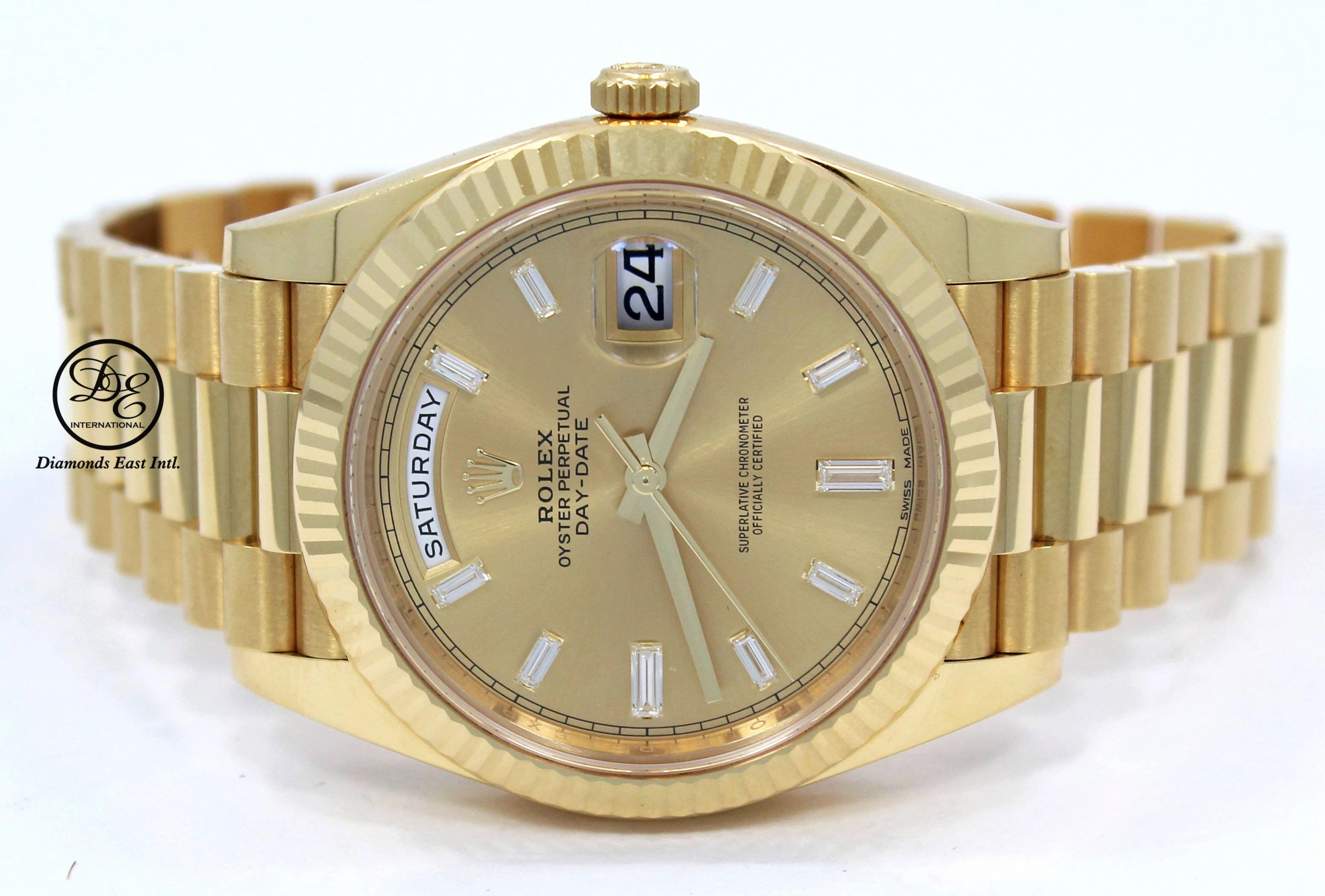 Rolex President Day-Date 40 mm 228238 18K Yellow Gold Factory Baguettes Diamond Dial