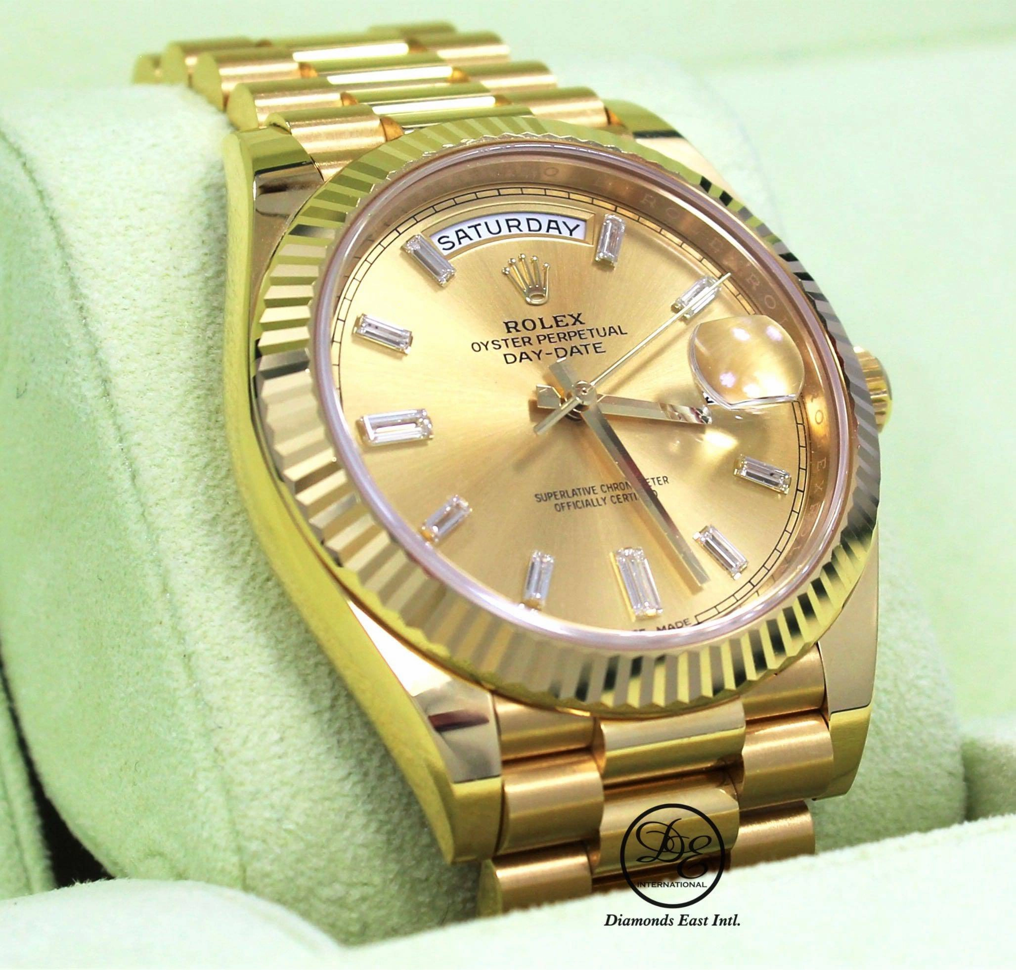 Rolex President Day-Date 40 mm 228238 18K Yellow Gold Factory Baguettes Diamond Dial