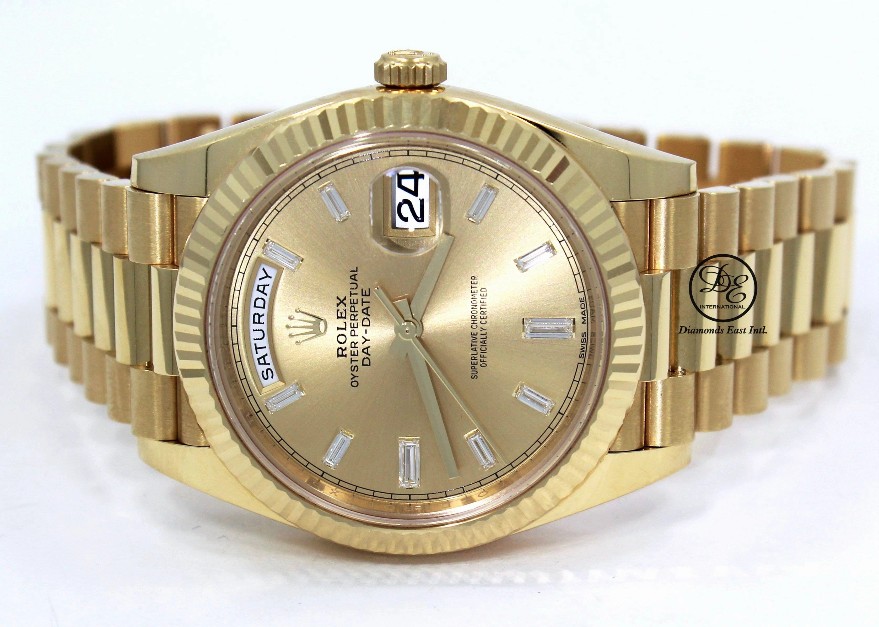 Rolex President Day-Date 40 mm 228238 18K Yellow Gold Factory Baguettes Diamond Dial