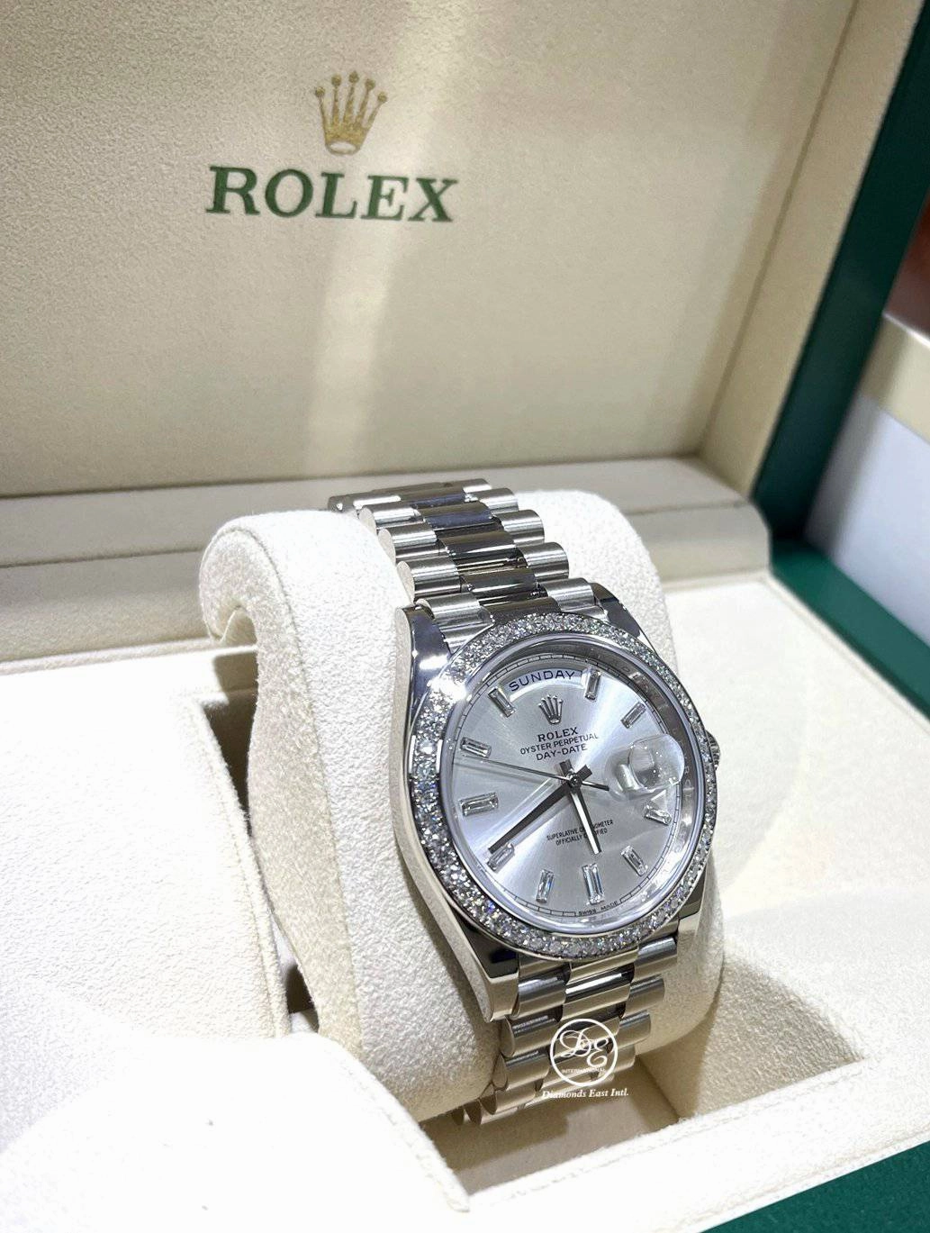 Rolex President Day-Date 40mm  228349 18K White Gold Green Roman Dial UNWORN